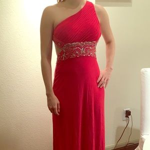 Long red dress